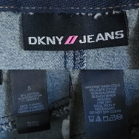 Vintage Y2K DKNY Embellished Logo Side Slits Stretch Denim Skirt Dark Wash - Picture 15 of 16